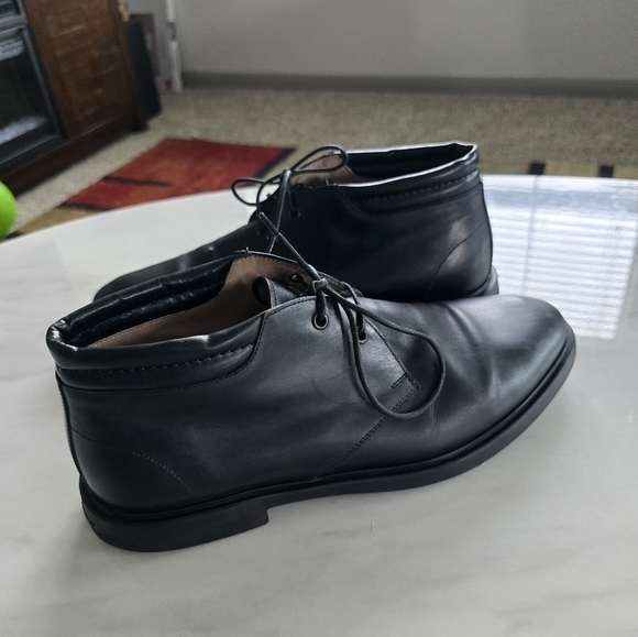 SALVATORE FERRAGAMO Ankle Boots 9D Mens Chukka Black Leather Laceup Luxury - Picture 13 of 16